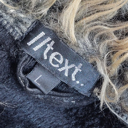 Text Black 90s Vintage Faux Fur Coat Uk Women's Size Large