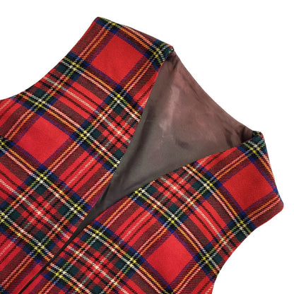 Laird Portch Red Tartan Open Front Waistcoat Uk Women's Size 10