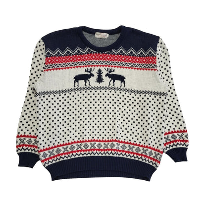 London Knitwear Vintage 90's Blue,White & Red Christmas Jumper Mens UK XL