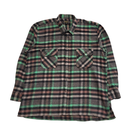 Shirt Master 90's Black & Green Check Long Sleeve Flannel Shirt Uk Men's UK XL