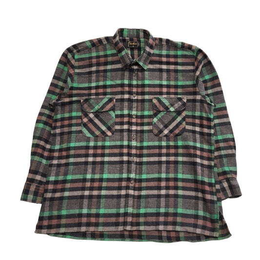 Shirt Master 90's Black & Green Check Long Sleeve Flannel Shirt Uk Men's UK XL