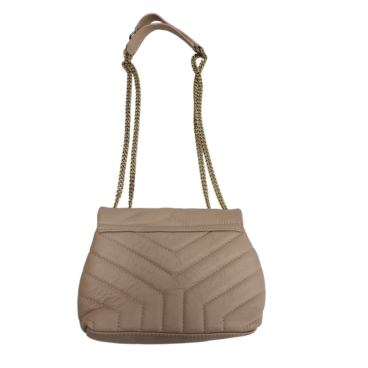 Davina Firenze Beige Clasp Leather Small Shoulder Bag Uk Women's Size 6.5" x 9"