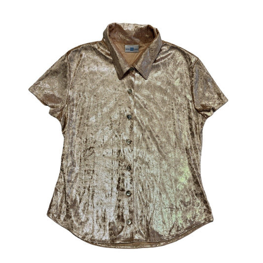 Newlook Vintage 90's Gold & Silver Sparkly Short Sleeve Shirt Womens UK Size 12