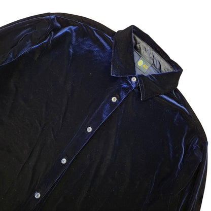 Sixth Sense Vintage 80's Blue Button Front Velvet Shirt  Uk Women's Size 18