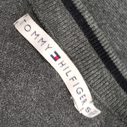 Tommy Hilfiger Y2k Grey V-Neck Jumper Uk Women's Size Small