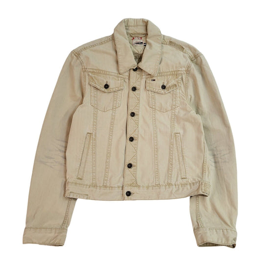 Tommy Hilfiger Beige 90s Vintage Denim Jacket Uk Women's Size XL