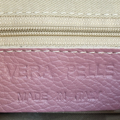 Vera Pelle Pink Leather Clasp Small Shoulder Bag Uk Women's Size 6" x 8"