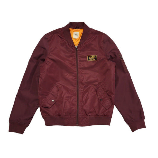 Vans Burgundy Y2k Zipped Bomber Jacket Uk Women's Size Small