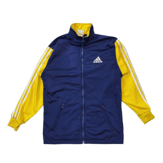 Adidas 90s Vintage Navy Blue & Yellow Zip Up Track Jacket Men's Size XS