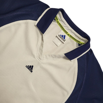 Adidas Vintage 90s White & Blue Collared Polo Shirt Uk Women's Size 14