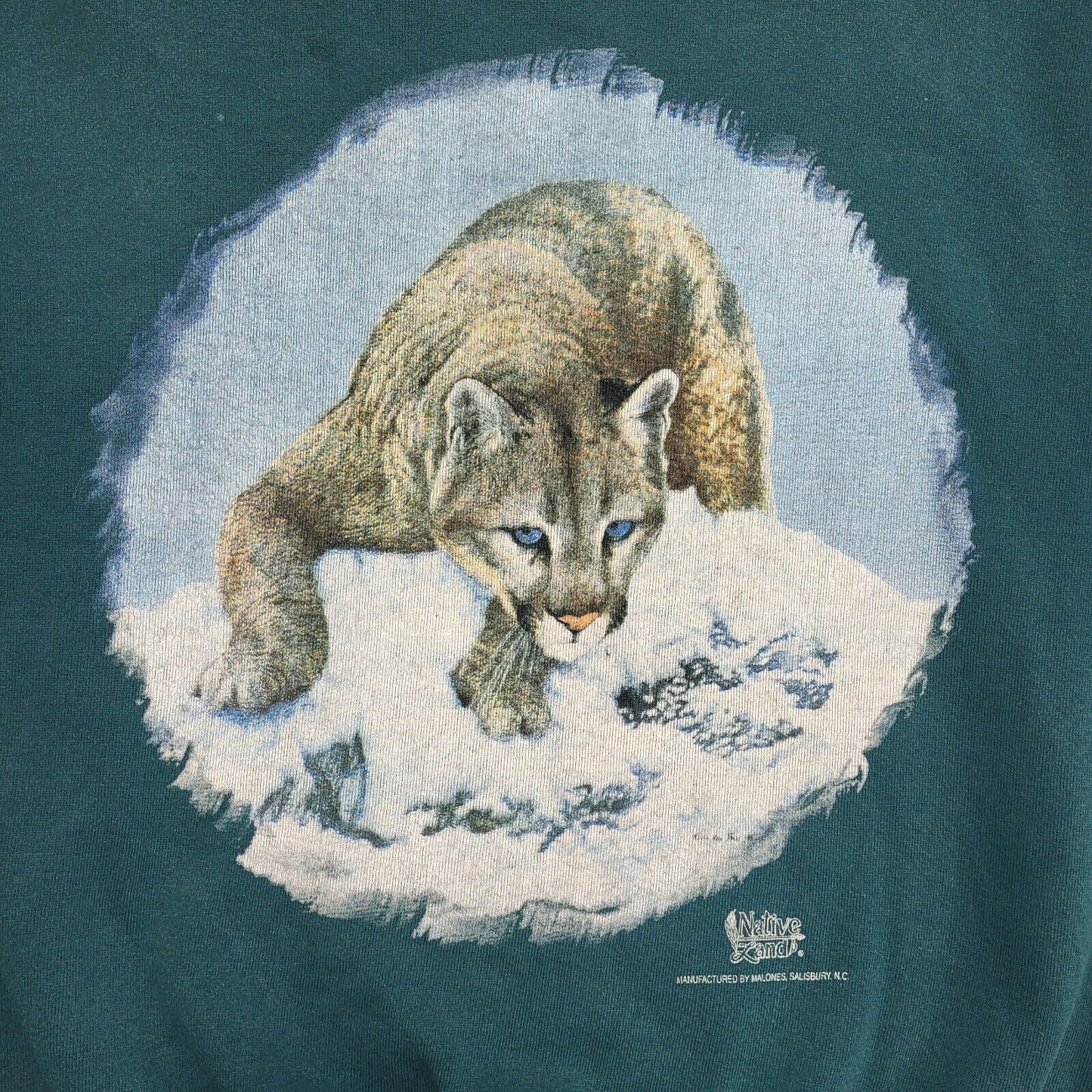 Native Land 90s Green Single Stitch Puma Sweatshirt Uk Women's Size Large