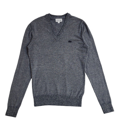 Lacoste Vintage 90's Grey V-Neck Jumper UK Men's Size Small