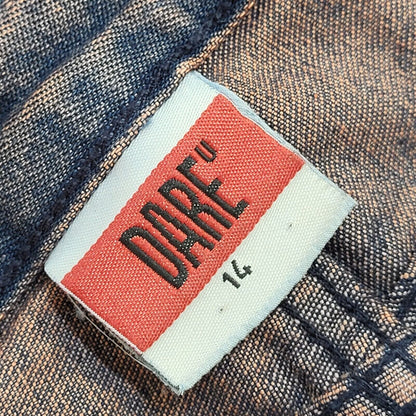Dare 90s Dark Blue Pink Bootcut Denim Jeans Uk Women's Size 14 W32 L32