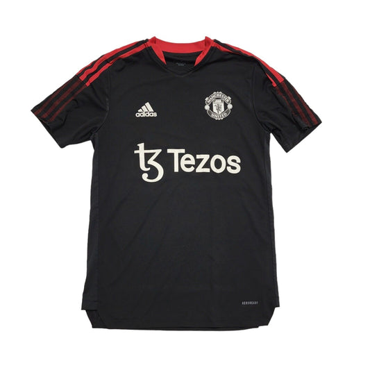 Adidas Manchester Utd Training 2022-23 Black V-Neck T-Shirt Uk Men's Size Small