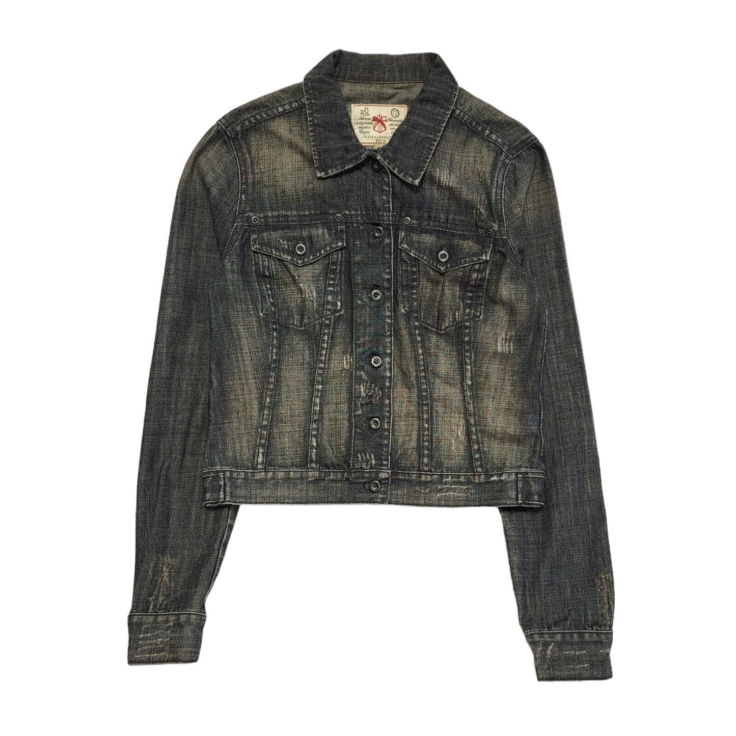 French Connection Blue 90s Vintage Button Denim Jacket Uk Women's Size 10