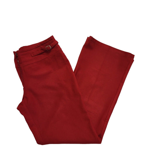 Dial Less Red Wide Leg Dress Trousers Uk Women's Size 14 W32 L31
