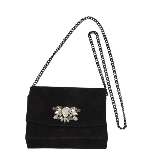 Dunn Black Clasp Faux Suede Gem Micro Hand Bag Uk Women's Size 6" x 5"