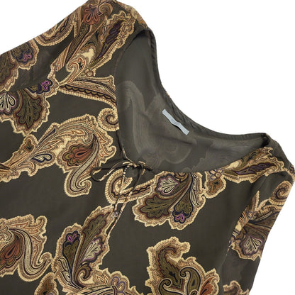 Marks & Spencer Vintage 90s Green & Brown Paisley 3/4 Sleeve Blouse Womens UK 16