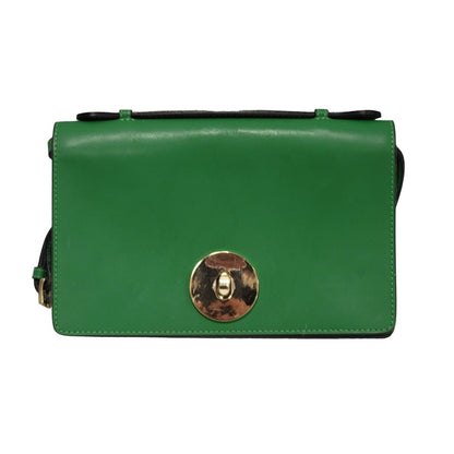 Vintage Green Leather Clasp Shoulder Bag Uk Women's Size 5.5" x 8.5"