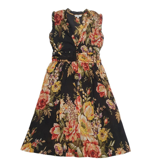 New Look Vintage 90s Black & Orange Floral T- Shirt Dress  Womens UK Size 12