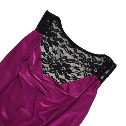Y2K Pink & Black Cowl Neck Lace Back Party Top Womens UK Size 14