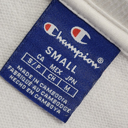 Champion Vintage 90's White & Blue Cropped Sweatshirt Womens UK Size S