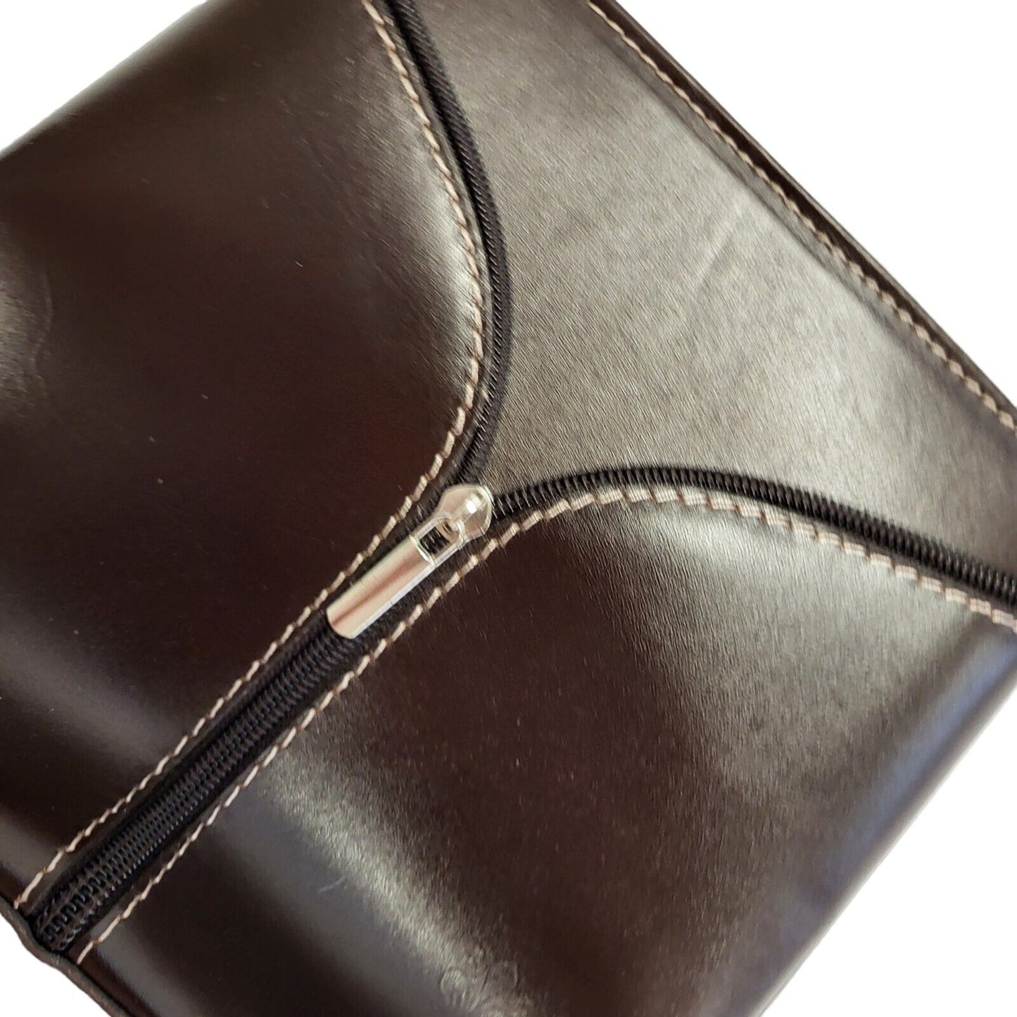 Vintage Brown Faux Leather Shoulder Bag Uk Women's Size 7" x 7.5"