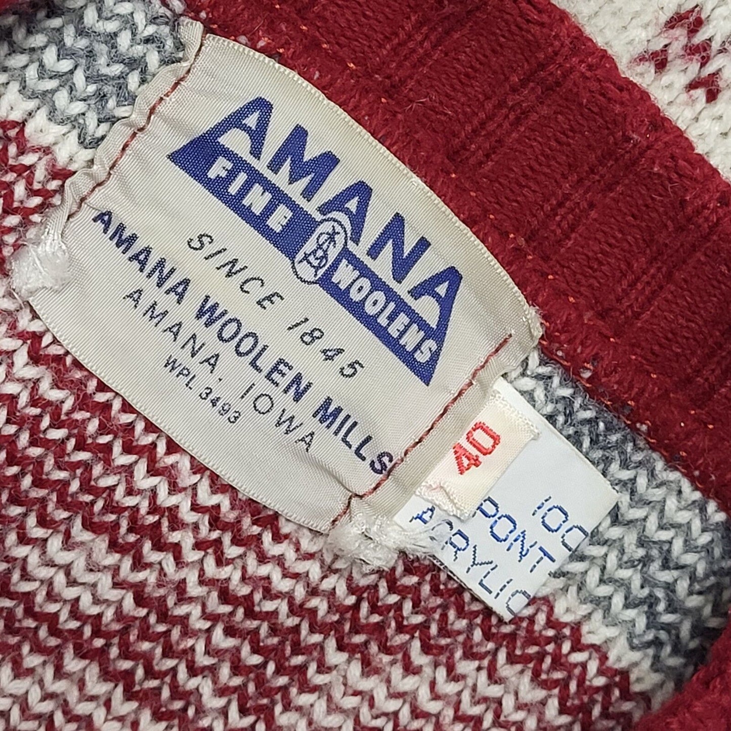 Amana 80s Vintage Red White Reindeer Round Neck Jumper Uk Women's Size 12