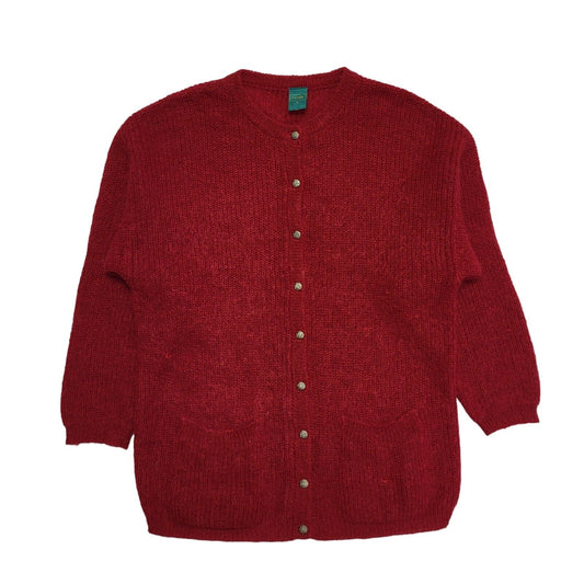 Canda C&A 90s Vintage Red Wool Button-Up Cardigan Uk Women's Size Medium