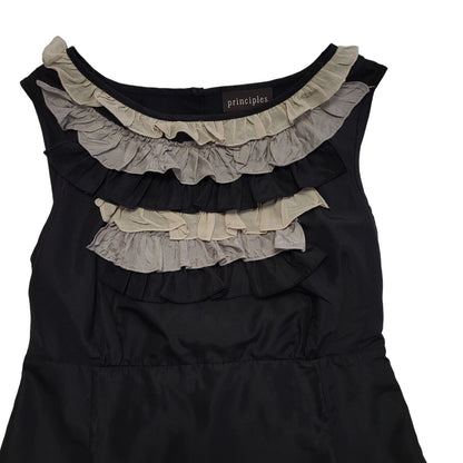 Principles Black & Beige Ruffle Sleeveless Top Womens UK Size 10