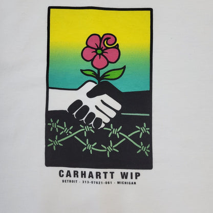 Carharrt 90s Vintage Flower Print White Crew Neck T-Shirt Men's L