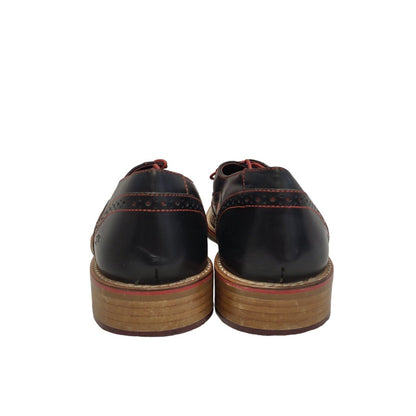 London Brogues Black Red Lace-up Leather Oxford Shoes Men's UK 8 EU 42