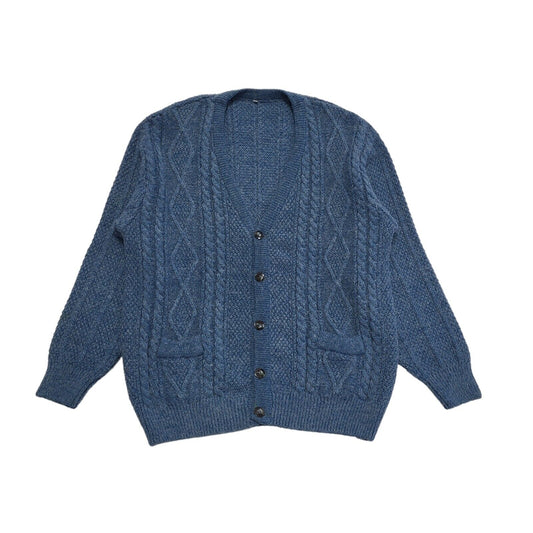Vintage 90's Cardigan Blue Knit Button Front Men's UK Size M