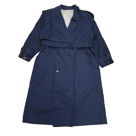 C&A Navy Blue Vintage 80s Button Belted Coat Women's Size 14