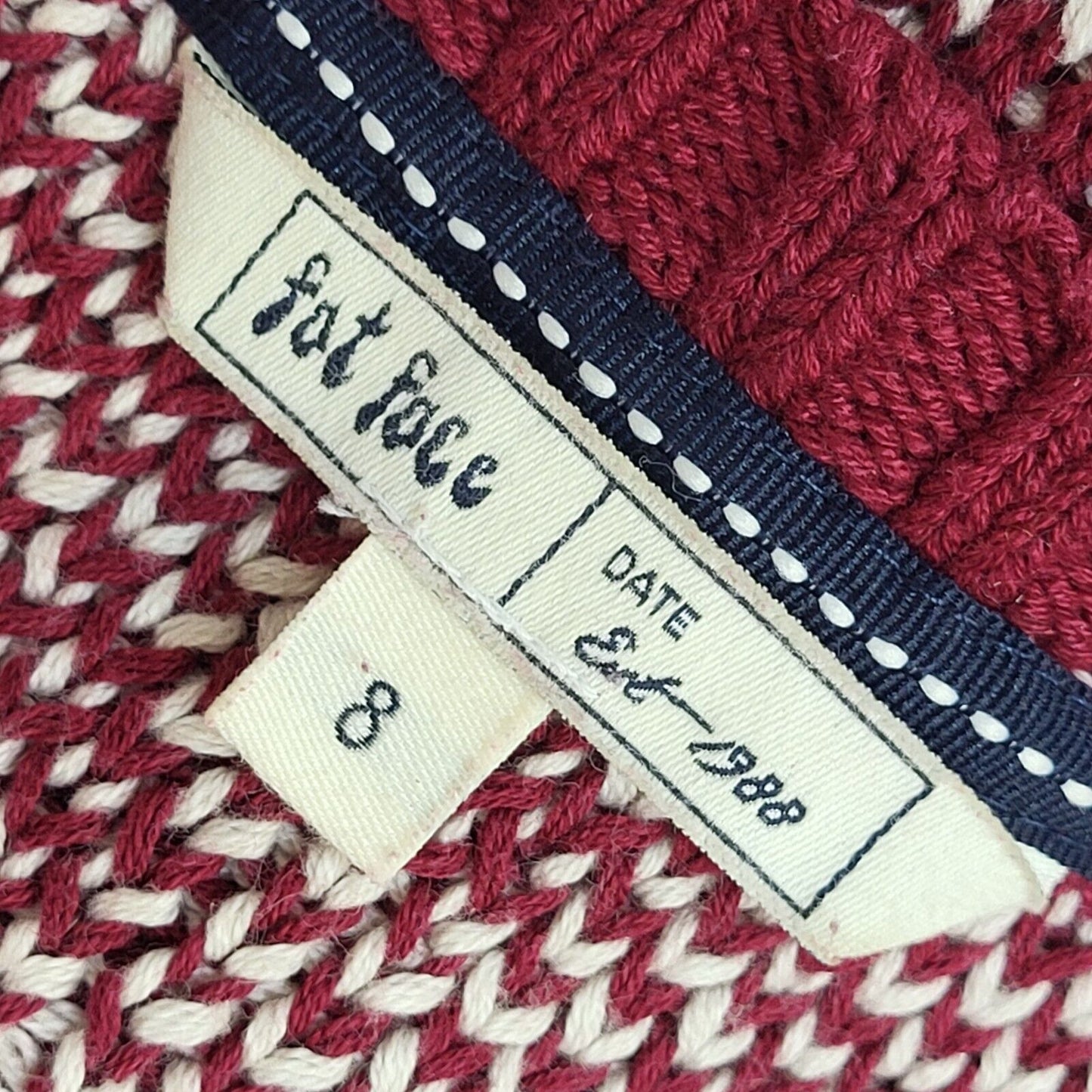 Fat Face Red & White Y2k Button Up Round Neck Cardigan UK Women's Size 8