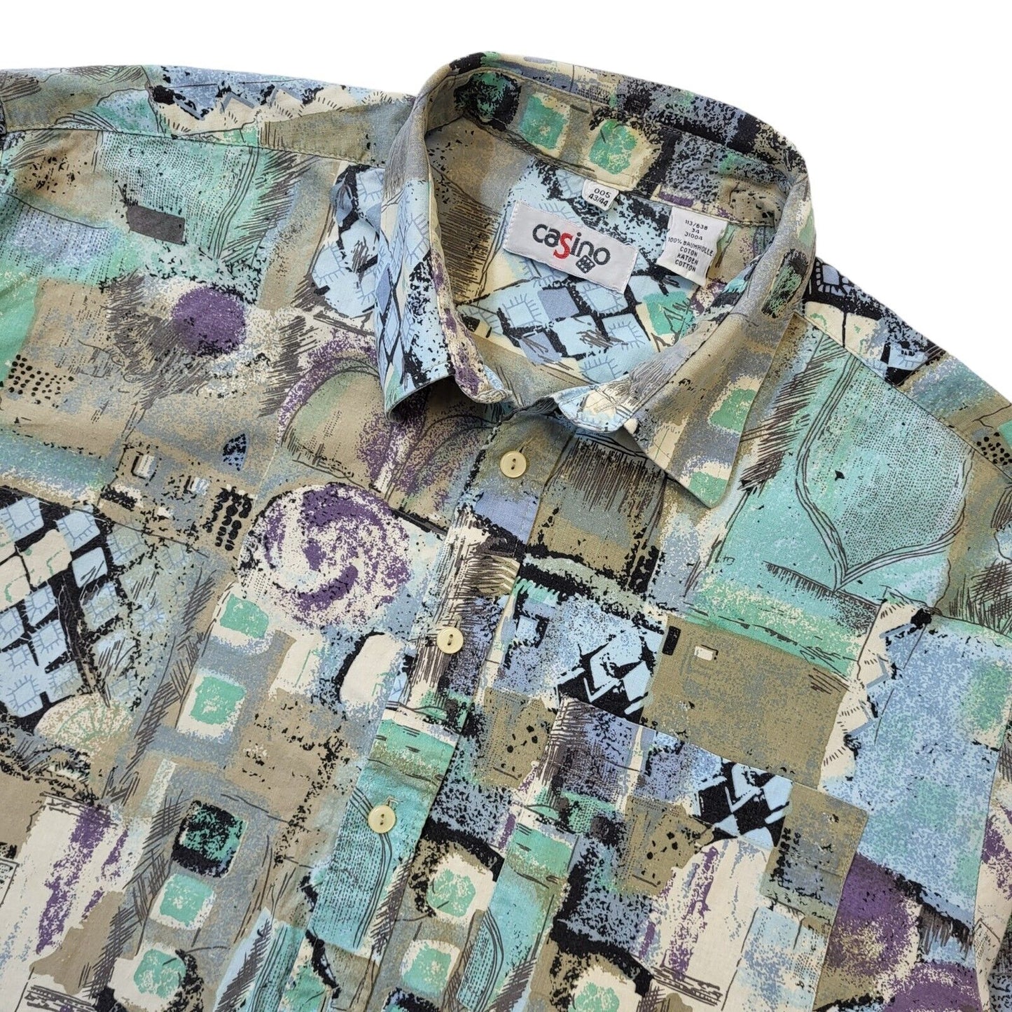 Casino Vintage 90's Green Retro Abstract Shirt Men's Size XL