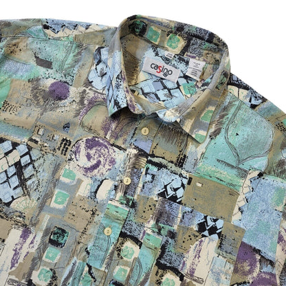 Casino Vintage 90's Green Retro Abstract Shirt Men's Size XL