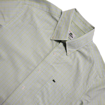 Lacoste Vintage 90's Green Blue Check Short Sleeve Shirt Men's UK L