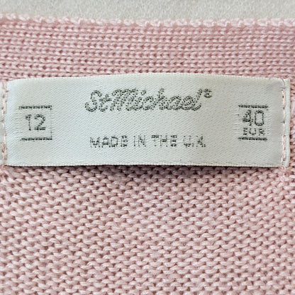 St Michael 90s Vintage Pink Argyle Button Cardigan Women's Size 12 Eu 40