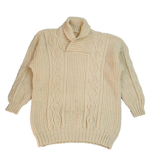 Vintage 90's Cream Wool Collared Jumper UK Men's Size XXL