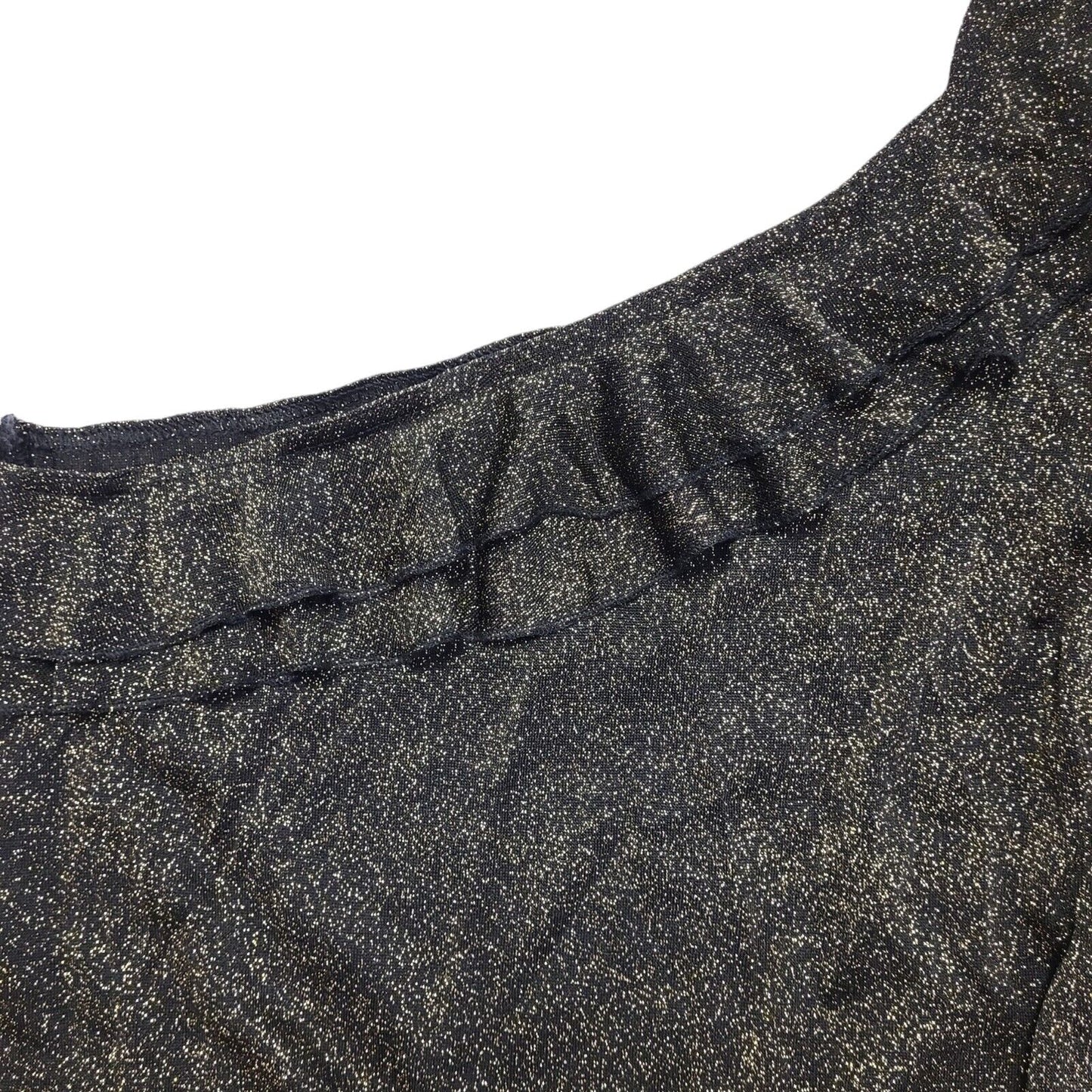 Miss Selfridge Vintage Y2K One Shoulder Gold & Black Ruffle Top Womens UK 10