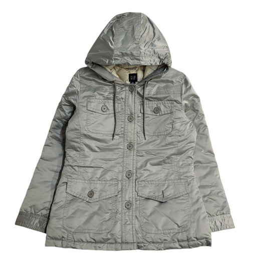 Gap Vintage Y2k Grey Hooded Jacket Uk Women's Size Medium