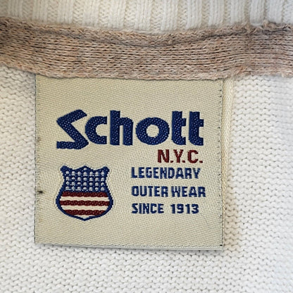 Schott Y2K Vintage White Zipped Cotton Cardigan Men's Size Small