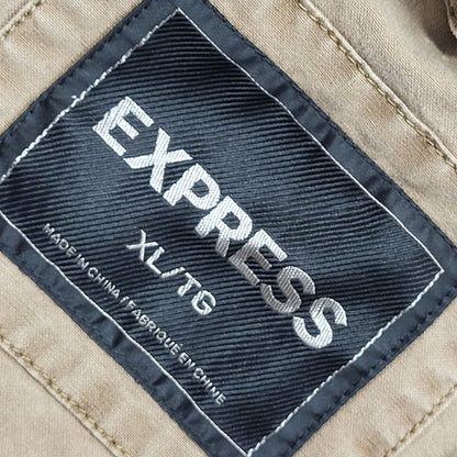 Express Vintage 90s Brown Zip & Snap Military Jacket Uk Men's Size Extra Large