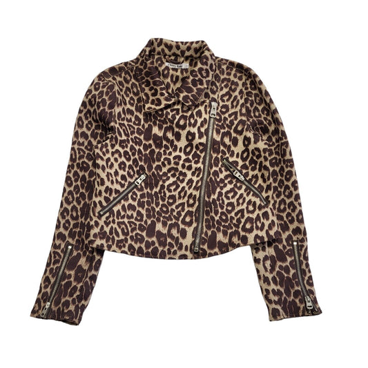 Cherry Koko Brown 90s Vintage Zipped Animal Print Jacket Uk Women's Size S Bnwt