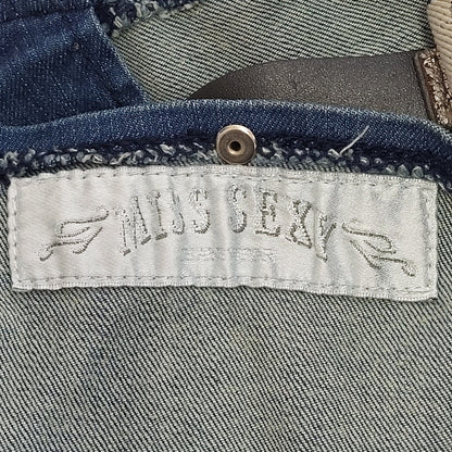 Miss Sexy Blue Denim Vintage Y2K Waistcoat Button Front Womens UK 6