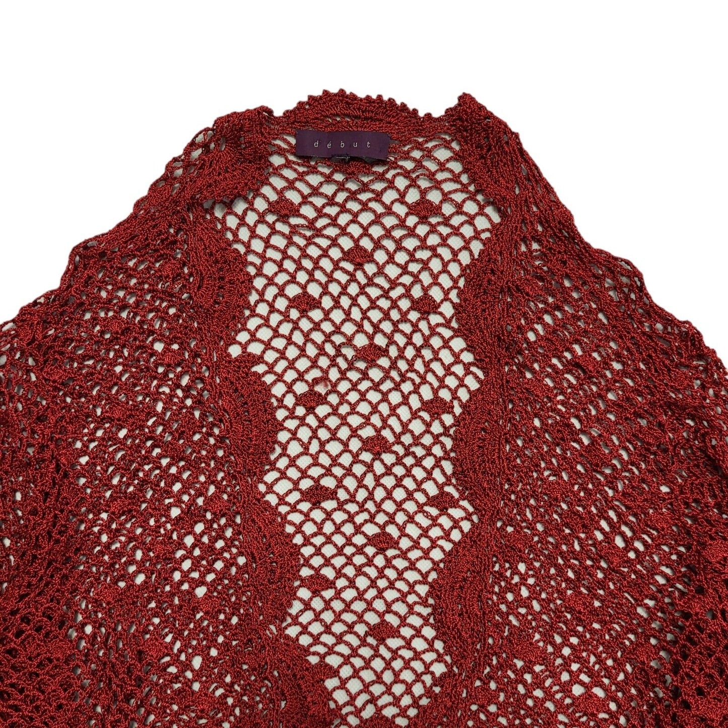 Debut Vintage Y2K Red Button 3/4 Sleeve Cropped Cardigan Womens UK 14