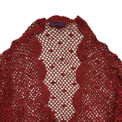 Debut Vintage Y2K Red Button 3/4 Sleeve Cropped Cardigan Womens UK 14