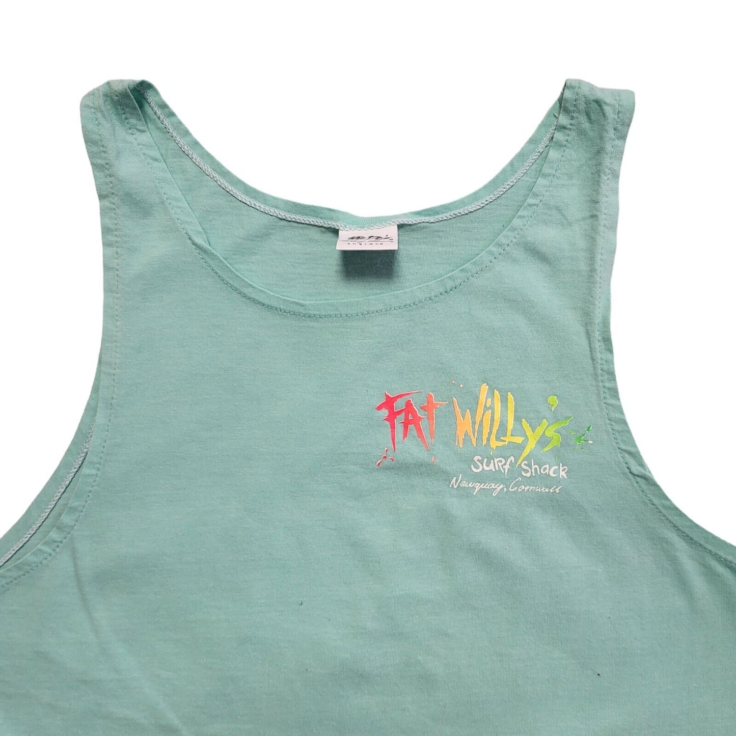 Fat Willy's Surf Turquoise Sleeveless Tank Top Vintage 90's Womens UK Size S