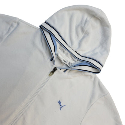Puma Y2K White Full Zip Short Sleeve Sweatshirt Hoodie UK Women's Size 14